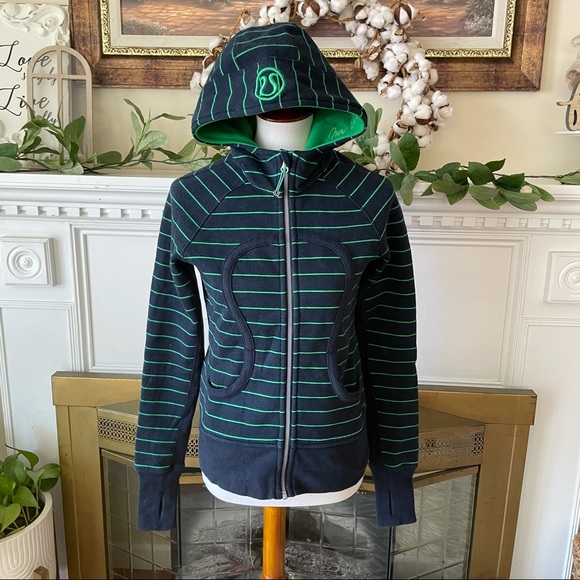Lululemon Scuba Hoodie Lined Hood
Slalom Stripe Printed Inkwell Green Bean - Picture 2 of 4